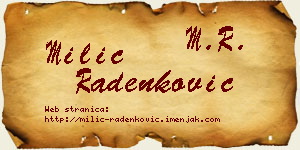Milić Radenković vizit kartica